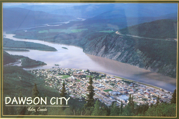 Framed And Matted Print Aerial View Of Dawson City, Yukon, Canada