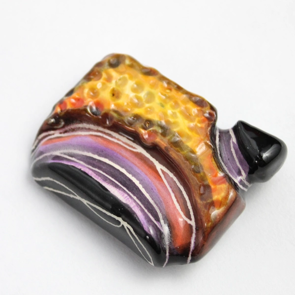 Set of 5 Signed Handmade Multicolor Abstract Design Ceramic Jewelry Pendants