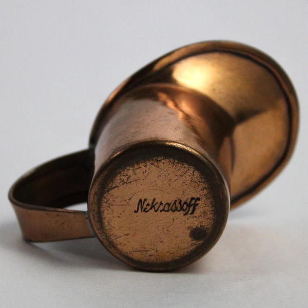 Vintage Nekrassoff Signed Enamel Over Copper Miniature Pitcher 3"