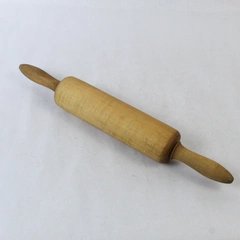 Vintage Solid Wood Rolling Pin With Handles Retro Mid Century Modern