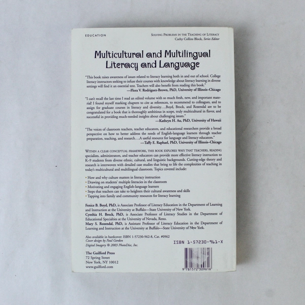 Multicultural and Multilingual Literacy and Language Cynthia H. Brock 2004 PB