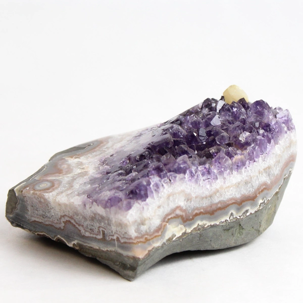 Natural Amethyst and Agate Crystal Geode Cluster Specimen 498 Grams 4 Inches