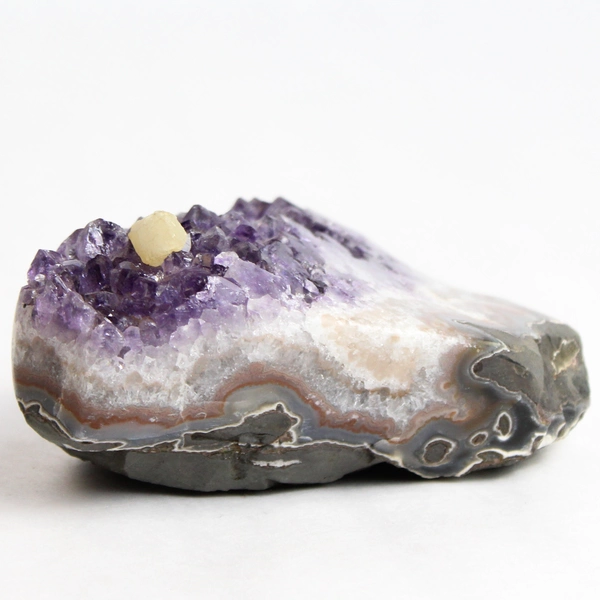 Natural Amethyst and Agate Crystal Geode Cluster Specimen 498 Grams 4 Inches