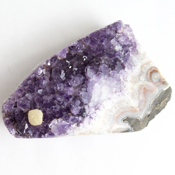 Natural Amethyst and Agate Crystal Geode Cluster Specimen 498 Grams 4 Inches