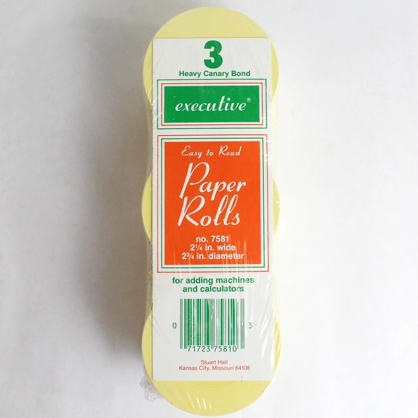 Package 3 Stuart Hall Sealed Adding Machine Tape Paper Rolls Heavy Canary Bond