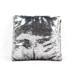 Rainbow and Silver Sequin Square Throw Pillow Cushion 16x16"