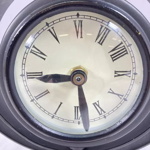 Vintage Cast Iron Swivel Desk Top Gyroscope Quart Movement Clock 7.5 Inch