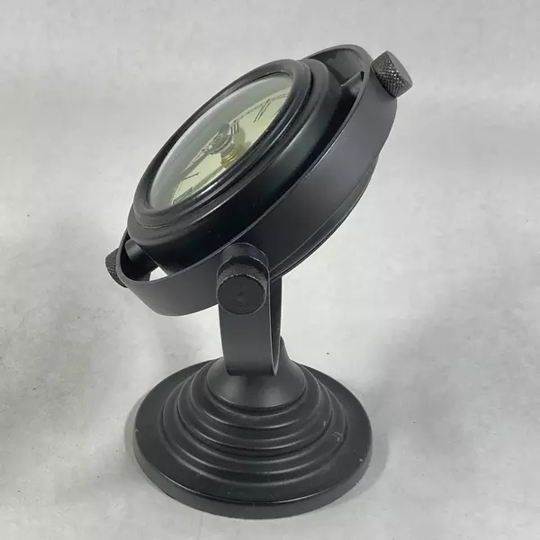 Vintage Cast Iron Swivel Desk Top Gyroscope Quart Movement Clock 7.5 Inch