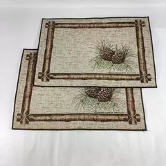 Set of 2 David Carter Brown Pinecone Tapestry Placemats 13 x 18.5 inch