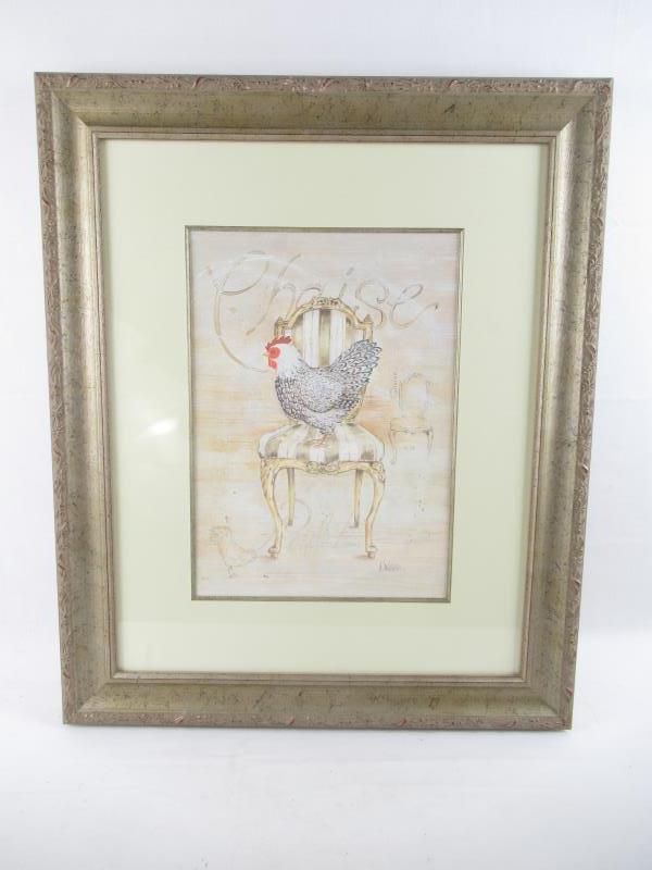 KATHRYN WHITE作の絵画 Kathryn White Silver Penciled Wyandotte Rooster Framed Print