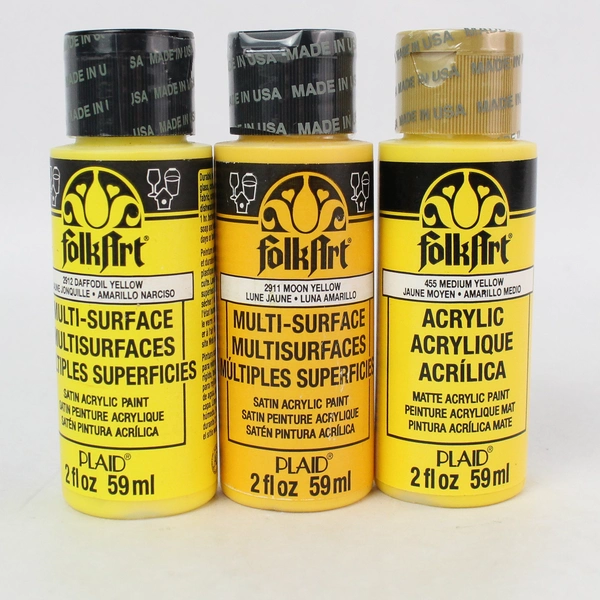 Lot of 6 FolkArt Multi-Surface Acrylic and Enamel Paint Multiple Colors 2 fl oz