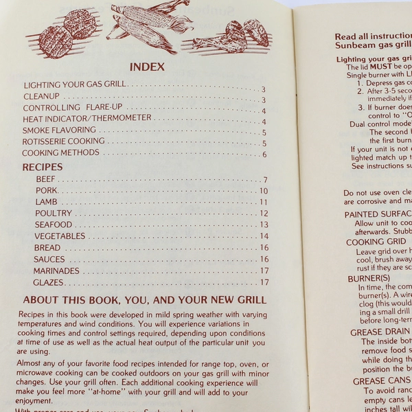 Sunbeam Barbecue Cookbook Gas Grill Guide Good Pre-Owned Condition