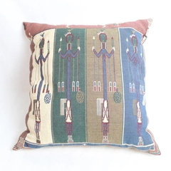 Southwestern Style Burgundy Green Blue Pillow 17.5"x18"x7" Pre-Owned