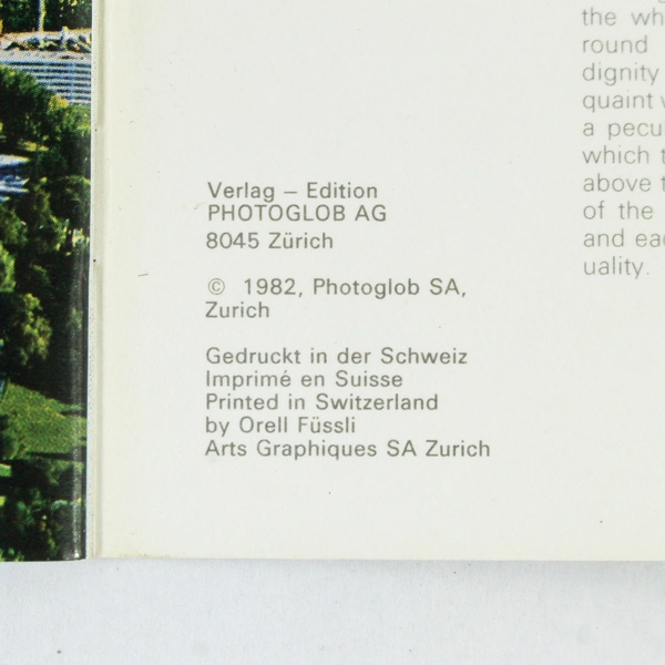 Switzerland Picture Book 1982 Photoglob Paperback Multi Language 