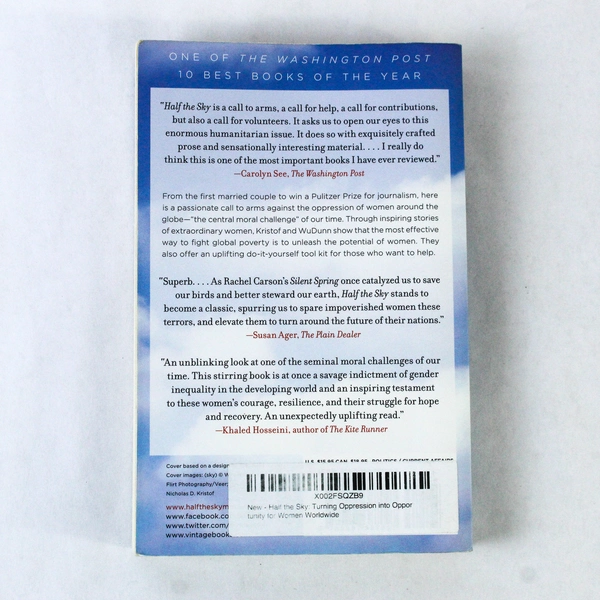 Half The Sky Sheryl WuDunn and Nicholas D. Kristof 2010 Paperback Vintage Books
