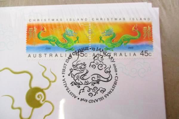 2 Sealed NFRP 2000 Christmas Island Australia Year of the Dragon FDC/FDI MINT