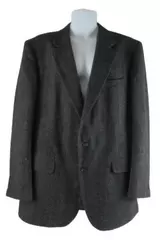 John Peel Men's Suit Jacket 42L Dark Gray Herringbone 