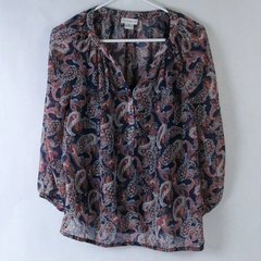 Liz Claiborne Women's Blouse With Tank Blue Pink Paisley Size Small Polyester