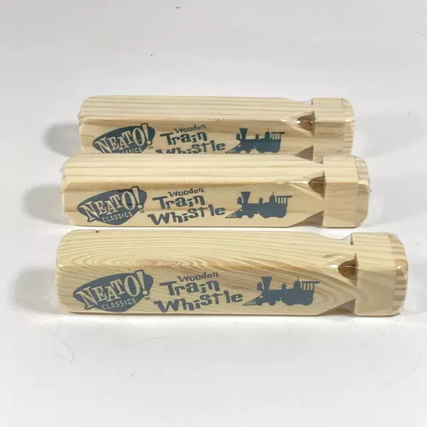 Lot of 3 Neato Classics Wooden Train Whistles NIP