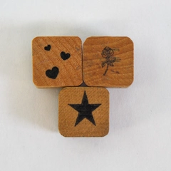 Lot of 3 Vintage Co Motion Mini Wood Back Rubber Stamps Good Condition