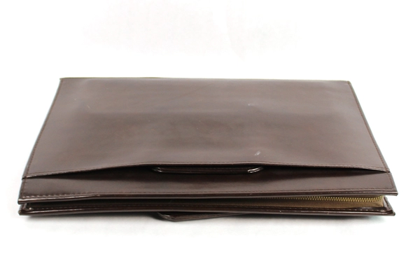 Vintage C&C Brown Leather Zip Close Briefcase with A7 3 Ring Binder Insert Work