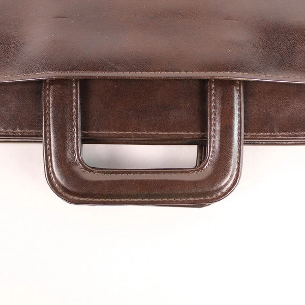 Vintage C&C Brown Leather Zip Close Briefcase with A7 3 Ring Binder Insert Work