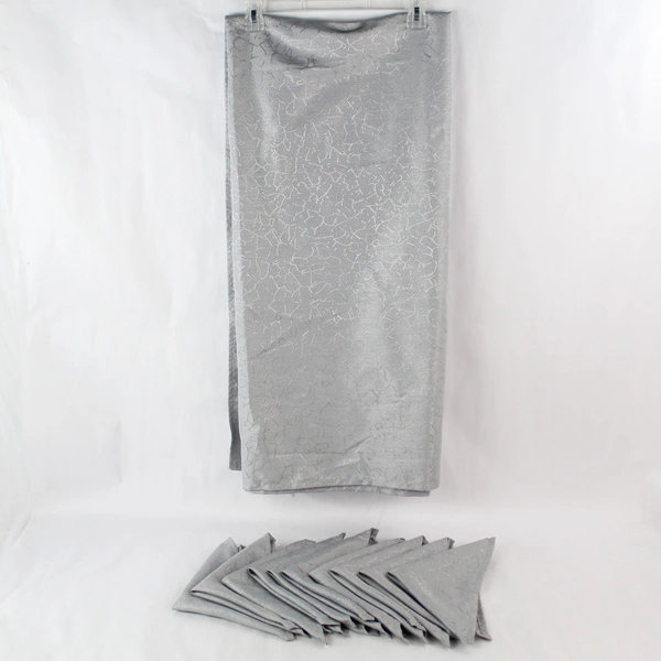 Lot of 11 Gray Pattern Napkins Ten 12x12 and One Matching 116x60 Tablecloth