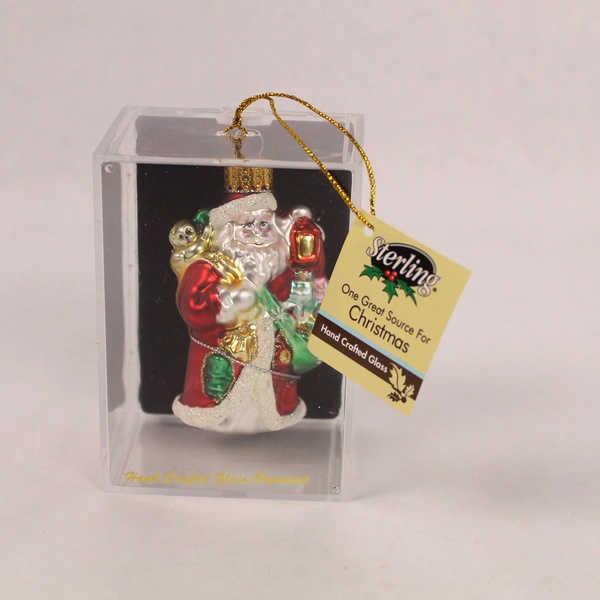 Sterling Blown Mercury Glass Santa Claus Ornament with Box 3.5" Tall