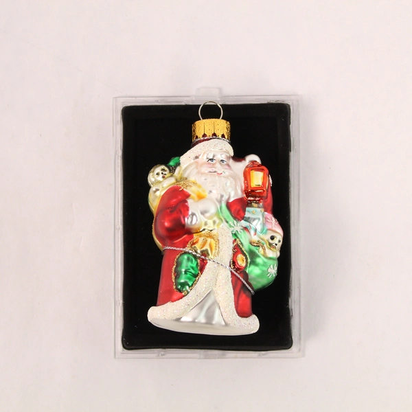 Sterling Blown Mercury Glass Santa Claus Ornament with Box 3.5" Tall