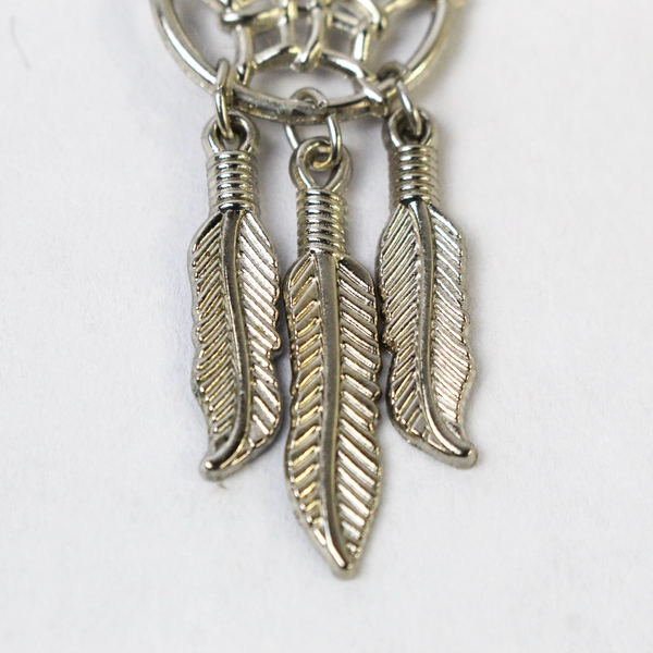 DreamCatcher Key Chain Keyring Silver Tone Simulated Turquoise Dangle Feathers