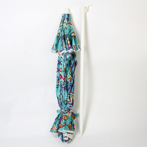 Unbranded Unused 90s Patterned Beach Umbrella 6.5' with Compact Carry Bag