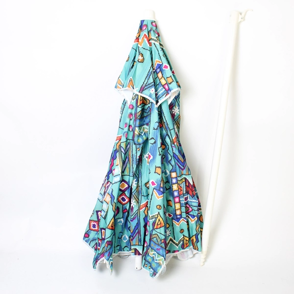 Unbranded Unused 90s Patterned Beach Umbrella 6.5' with Compact Carry Bag