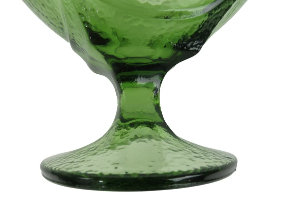 Vintage Textured Green Glass Candy Dish 5 Inch Tall Pressed Glass