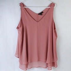 Lane Bryant Shirt Top Women's Plus Size 18 Pink V Neck Sleeveless Layered