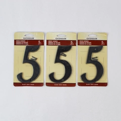 Lot of 3 Gatehouse Black House Numbers 5 5" Tall Screws Included