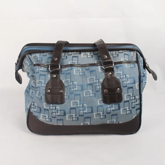 Olivet International Blue Brown Faux Leather Travel Bag Luggage Pre-Owned