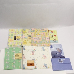 Lot of Vtg Baby Shower Gift Wrap & Cards Gibson & Hallmark Good Condition