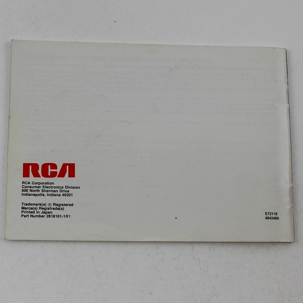 RCA VKP900 Video Cassette Recorder Owner's Manual Good Condition