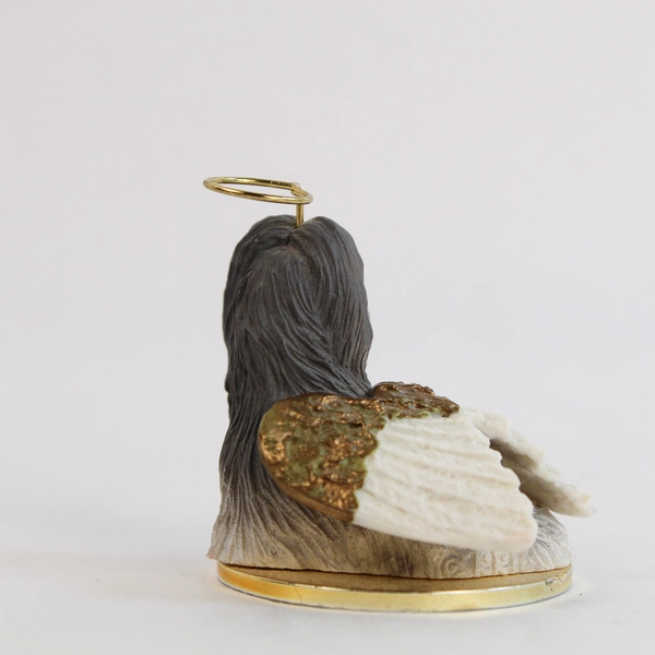 Tiny Ones Figurine Gray White Shih Tzu Dog Angel Halo Wing Conversation Concepts