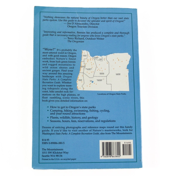 Oregon State Parks A Complete Recreation Guide by Jan Bannan 1993 Book