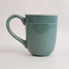 Food Network Stoneware Mug Fontina Blue Teal Handle 4" Coffee Tea Cocoa