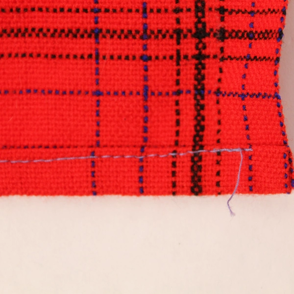 Bright Red Plaid Woven Tablecloth 79"x60" Good Pre-Owned Condition