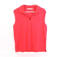 Natural Instincts Women's Red Sleeveless Top Size Large 3/4 Button Shirt