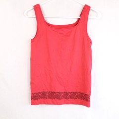 Soma Women's Size S Red Cami Tank Top Wide Straps Faux Lace Hem Snagged