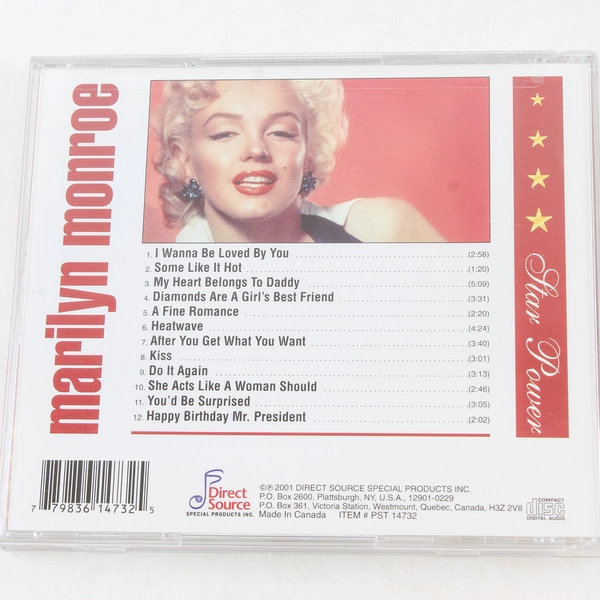 Star Power CD by Marilyn Monroe 2001 Direct Source Pre-Owned