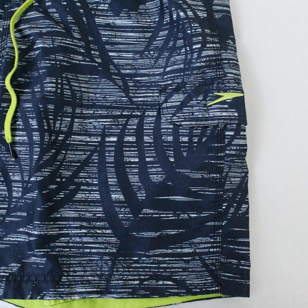 Speedo Swim Trunks Men's Size Large Navy Blue White Elastic Waist Drawstring