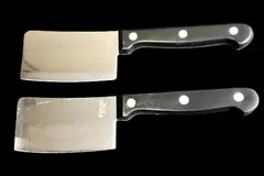 Lot of 2 Miniature Black Handle Cheese Cleavers Knives Stainless Steel