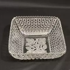Vintage Imperial Glass Monticello Floral Square Glass Bowl