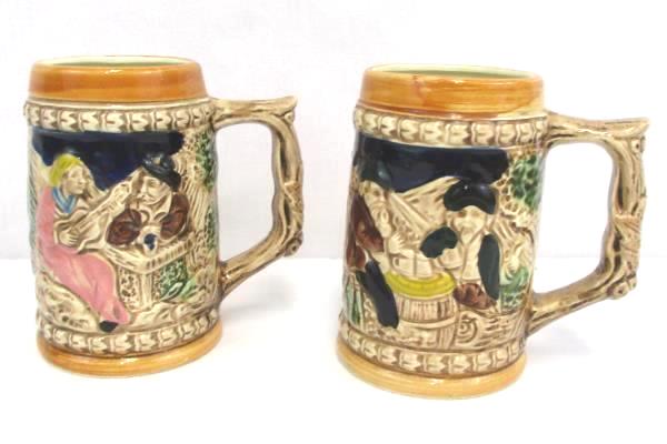 Lot of 2 Collectible Beer Steins Mexico Culture Breweriana Bar Ware