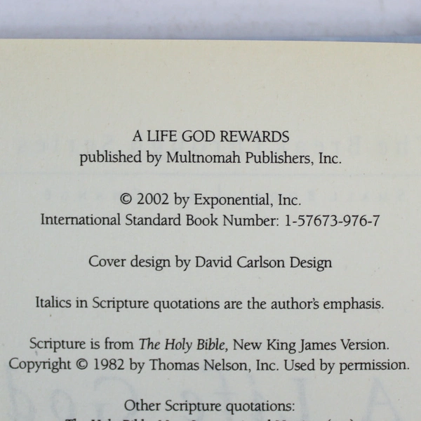 A Life God Rewards Bruce Wilkinson David Kopp 2002 Multnomah Publishers HC